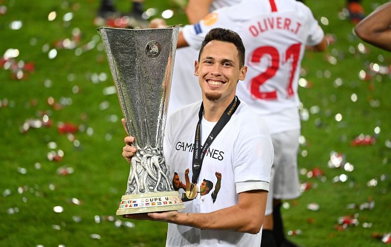 Lucas Ocampos helped Sevilla lift the 2019-20 UEFA Europa League.